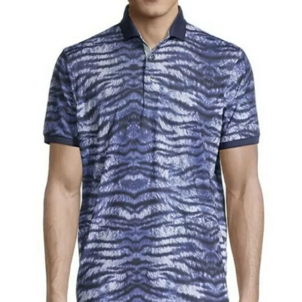 Greyson Mens Tiger Stripe Golf Polo Size Large Made in Peru 🇵🇪